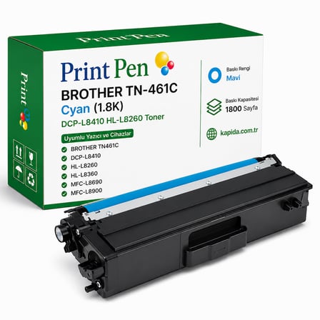 Printpen Box Brother Tn 461C Mavi (1 8K) Dcp L8410 Hl L8260 Toner