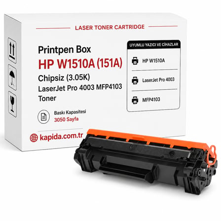 Printpen Box Hp W1510A (151A) Chipsiz (3 05K) Laserjet Pro 4003 Mfp4103 Toner