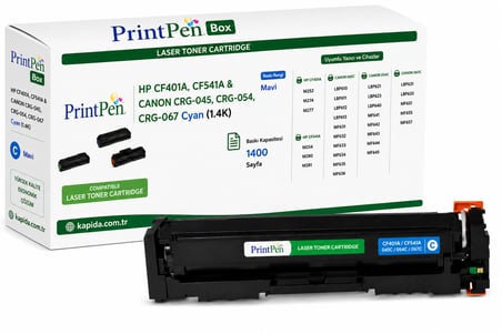 Printpen Box Hp Cf401A,Cf541A & Canon Crg 045,Crg 054,Crg 067 Mavi (1 4K) M252 M274 Toner