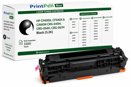 Printpen Box Hp Cf400X,Cf540X & Canon Crg 045H,Crg 054H,Crg 067H Black (3 2K) M252 M274 Toner