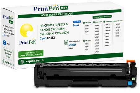 Printpen Box HP CF401X,CF541X & Canon CRG-045H,CRG-054H,CRG-067H Mavi (2.5K) M252 M274 Toner