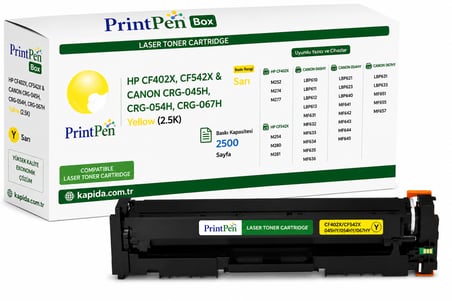 Printpen Box Hp Cf402X,Cf542X & Canon Crg 045H,Crg 054H,Crg 067H Sari (2 5K) M252 M274 Toner