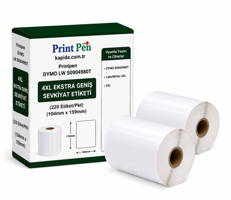 Printpen Dymo LW S0904980T 4XL Ekstra Genis Sevkiyat Etiketi (220 Etiket/Pkt) (104mm x 159mm) LabelWriter 4XL 5XL