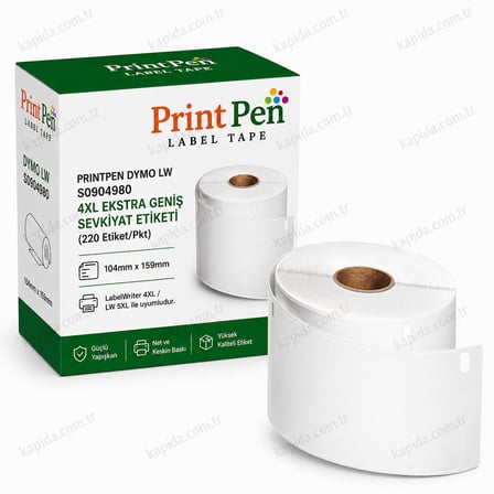 Printpen Dymo Lw S0904980 4Xl Ekstra Geniş Sevkiyat Etiketi (220 Etiket/Pkt) 104Mm. 159Mm. Labelwriter 4Xl Lw 5Xl