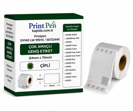 Printpen Dymo Lw 99015 / S0722440 Cok Amacli Genis Etiket Cipli 54Mm 70Mm Labelwriter 400 Lw450 Etiket