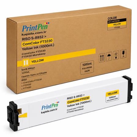 Printpen Riso S-8932 Comcolor Ft5230 Sarı İnk (1000Ml.) Comcolor Ft5230 Ft5430 Mürekkep