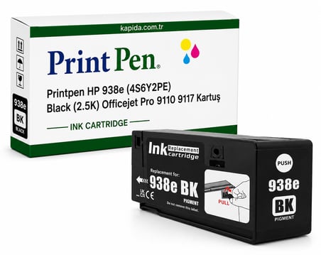 Printpen Hp 938E (4S6Y2Pe) Black (2.5K) Officejet Pro 9110 9117 Kartuş