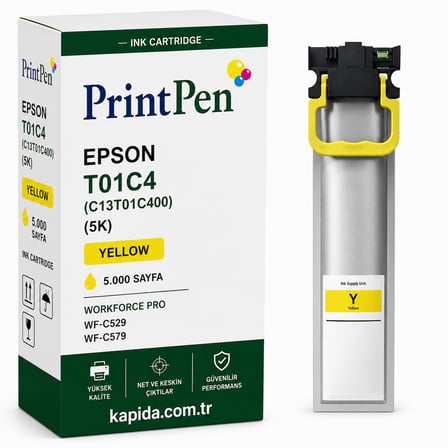 Printpen Epson T01C4 (C13T01C400) Pigment Sari (5K) Workforce Pro Wf C529 Wf C579 Kartus