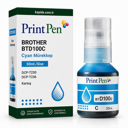 Printpen Brother BTD100C Mavi Mürekkep (50ml./Sise) DCP-T230 DCP-T236 Kartuş