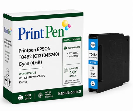 Printpen Epson T04B2 (C13T04B240) Mavi (4 6K) Workforce Wf C8190 Wf C8690 Kartus