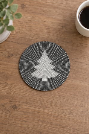 Boncuk İşlemeli Bardak Altlığı 2'li Set 12x12 cm