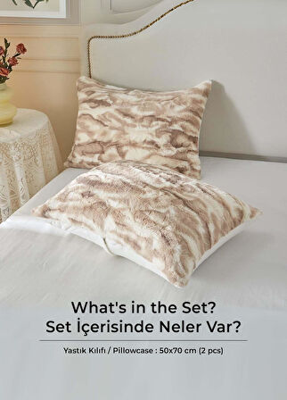 Kürklü Peluş 2'li Yastık Kılıfı 50x70 cm Yumuşak Supersoft Dekoratif Wellsoft Mayra