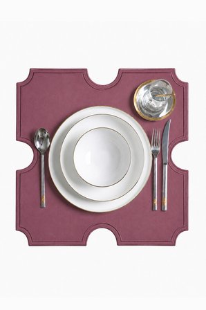 Nakışlı Deri Amerikan Servis 2'li Set Çift Taraflı Kare Supla 45x45 cm Otis