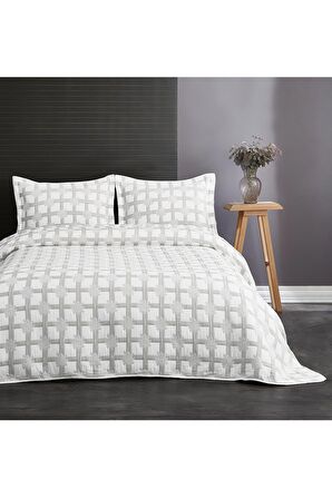 Pamuklu Çizgili Yatak Örtüsü Seti Çift ( Taraflı ) Kişilik 3 Parça Günlük Battal Shelby