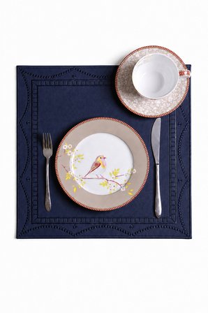 Nakışlı Deri Amerikan Servis 2'li Set Çift Taraflı Kare Supla 40x40 cm Olise