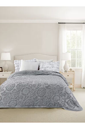 Maya 3 Kg Embos Baskılı Battaniye Çift Kişilik Kalın Yumuşak 220x240 cm Gri