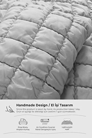 Evlen Home Collection Puff Yatak Örtüsü Seti Çift Kişilik El İşi Günlük Sade Pamuklu Dolgulu Yorgan Uyku Takımı 3 Parça