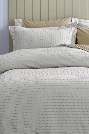 Spectra %100 Pamuk Özel Dokuma Çift Kişilik Nevresim Takımı Biyeli Çarşaflı Çizgili Sade