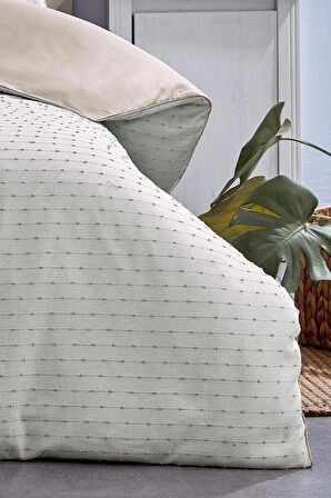 Spectra %100 Pamuk Özel Dokuma Çift Kişilik Nevresim Takımı Biyeli Çarşaflı Çizgili Sade