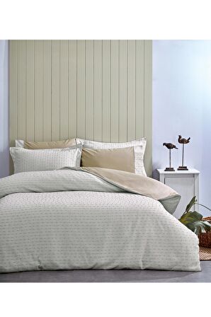 Spectra %100 Pamuk Özel Dokuma Çift Kişilik Nevresim Takımı Biyeli Çarşaflı Çizgili Sade
