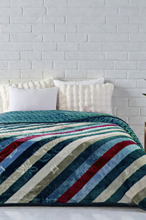 Lora 3 Kg Embos Baskılı Battaniye Çift Kişilik Kalın Yumuşak 220x240 cm Turkuaz