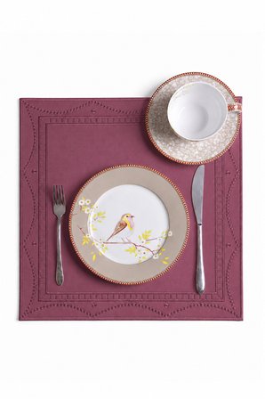 Nakışlı Deri Amerikan Servis 2'li Set Çift Taraflı Kare Supla 40x40 cm Olise