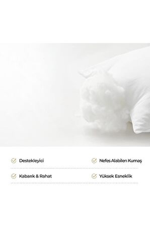 Elyaf Dolgulu 1 Adet Silikon Yastık 50x70 cm Pamuk Antibakteriyel Otel Yastık Beyaz Yumuşak