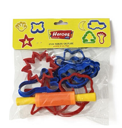 Heroes Oyun Hamuru Şekilli Kalıplar Seti - 9 lu + Mini Merdane