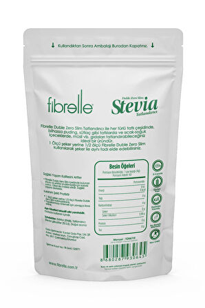 Fibrelle Double Zero Slim 240 G Stevialı Tatlandırıcı 1 Paket Sıfır Kalori Ketojenik Vegan