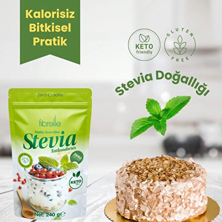 Fibrelle Double Zero Slim 240 G Stevialı Tatlandırıcı 1 Paket Sıfır Kalori Ketojenik Vegan