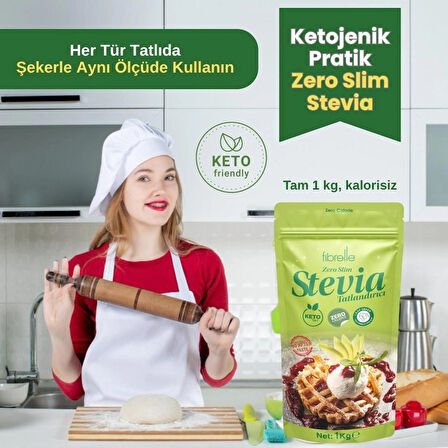 Fibrelle Zero Slim Stevia lı Tatlandırıcı 1 Kg Keto /Ketojenik / Vegan diyete uygundur.