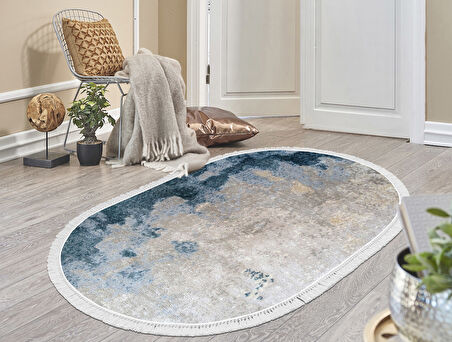 Dekoreko İnci Halı Dijital Saçaklı Oval 1894