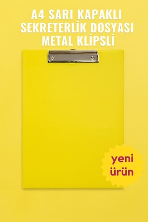 A4 Sarı Kapaklı Sekreterlik Dosyası Metal Klipsli