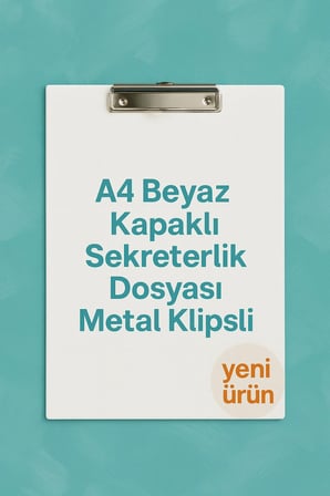 A4 Beyaz Kapaklı Sekreterlik Dosyası Metal Klipsli