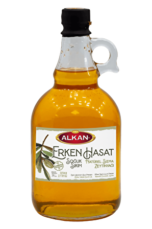 Alkan Zeytin Naturel Erken Hasat Soğuk Sıkım Sızma Zeytinyağı 1 lt Cam 