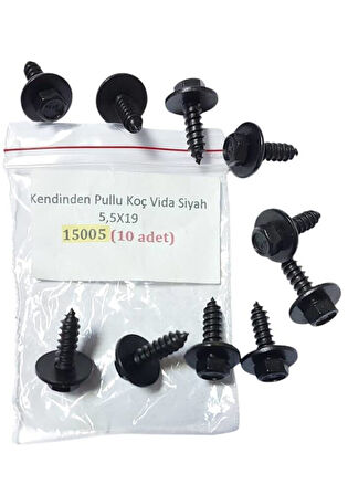 Kendinden Pullu Koç Vida Siyah 5,5X19 (10 ADET) 15005