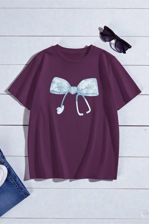 Unisex Fıyonk & Steteskop Baskılı Tasarım Tshirt