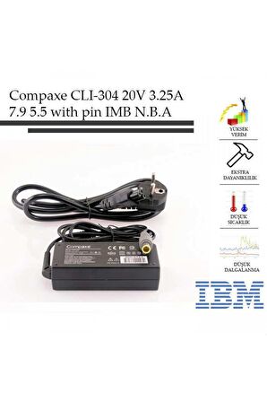 Compaxe CLI-304 Ibm- 20v-3.25a 7.9-5.5-With Pin Notebook Adaptör