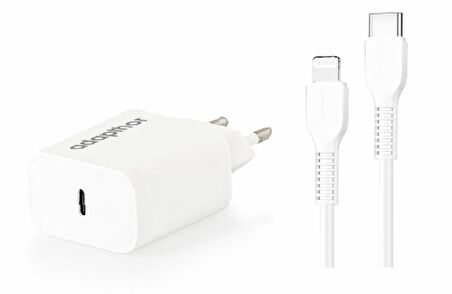 Adapthor 20W 5V3A/ 9V 2.22A/ 9V 1.67A Pd + Type C To Iphone 3A Kablolu Set Beyaz 