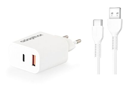 Adapthor 35W Pd/Qc + Usb To Type C 3 Amper Kablolu Set Beyaz 