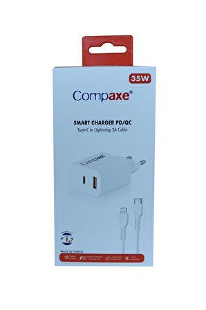 Compaxe CTA-350TI 35W 5V 3A PD-QC+ Type-C To Lightning Şarj Kablosu
