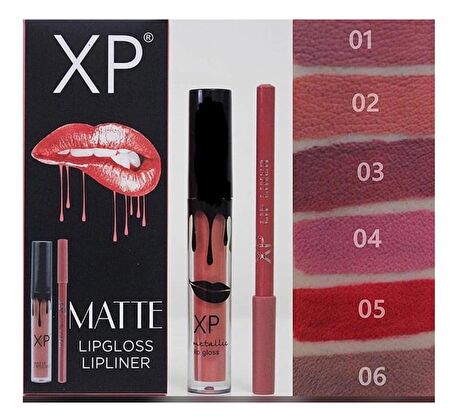 XP Matte Lip Gloss 06 Fırçalı Mat Ruj + Dudak Kalemi