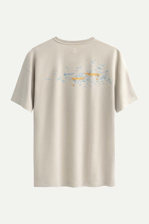 Krem Erkek Oversize / Relax Tişört - %100 Pamuk | (Wavrel)