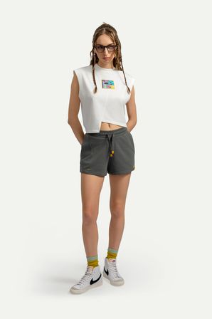 Beyaz Kadın Crop Atlet - %100 Pamuk | (Igami - Off White)