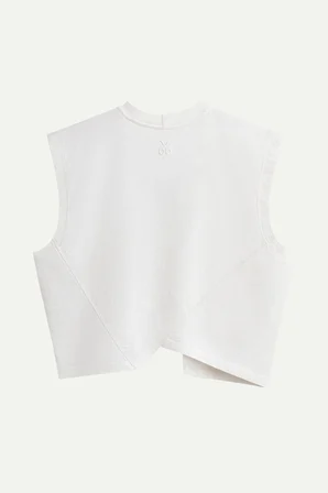 Beyaz Kadın Crop Atlet - %100 Pamuk | (Igami - Off White)