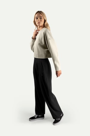 Krem Kadın Basic Regular Crop Sweatshirt | (Ruvien - Bone)