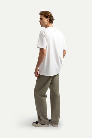 Beyaz Erkek Oversize Urban Tişört - %100 Pamuk | (Roungle)