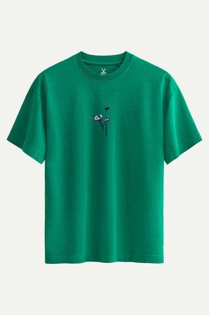 Yeşil Erkek Oversize Urban Tişört - %100 Pamuk | (Ruuw)