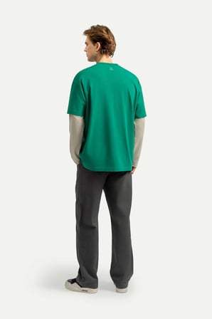 Yeşil Erkek Oversize Urban Tişört - %100 Pamuk | (Ruuw)