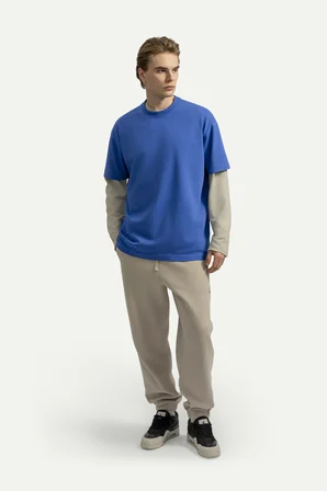 Mavi Erkek Oversize Basic Tişört - %100 Pamuk | (Urban - Comet)